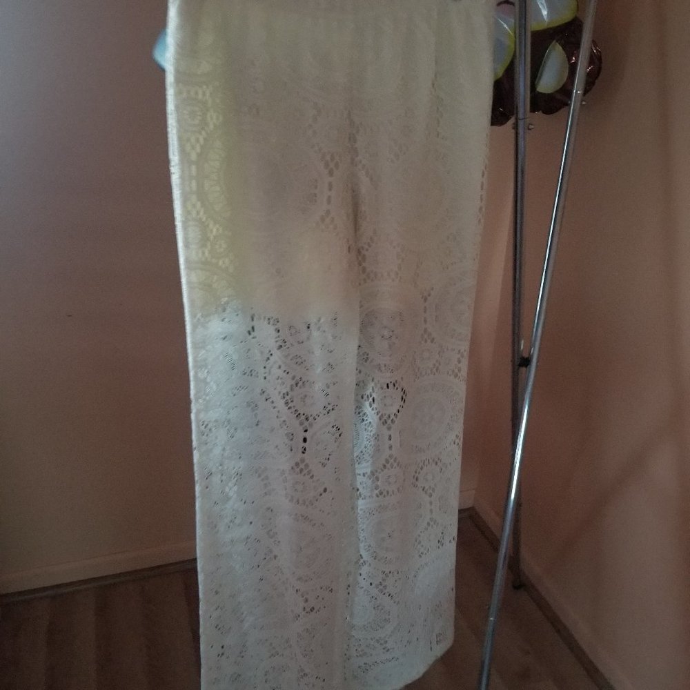 NWT BEIGE LACE PANTS WITH SHORTS